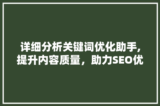 详细分析关键词优化助手,提升内容质量，助力SEO优化