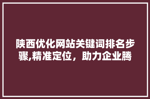 陕西优化网站关键词排名步骤,精准定位，助力企业腾飞