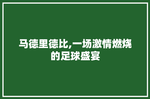 马德里德比,一场激情燃烧的足球盛宴