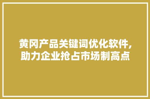 黄冈产品关键词优化软件,助力企业抢占市场制高点 网站建设公司
