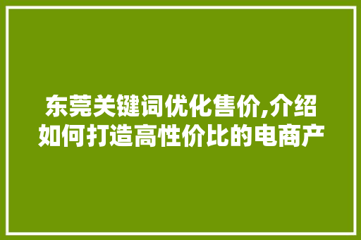 东莞关键词优化售价,介绍如何打造高性价比的电商产品 必应SEO
