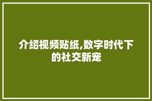 介绍视频贴纸,数字时代下的社交新宠 百度SEO