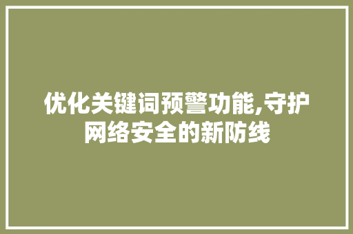 优化关键词预警功能,守护网络安全的新防线 必应SEO