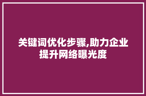 关键词优化步骤,助力企业提升网络曝光度 网站建设公司