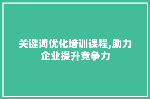 关键词优化培训课程,助力企业提升竞争力 必应SEO
