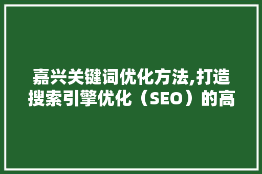 嘉兴关键词优化方法,打造搜索引擎优化（SEO）的高效步骤