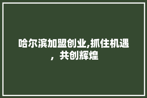 哈尔滨加盟创业,抓住机遇，共创辉煌 百度SEO