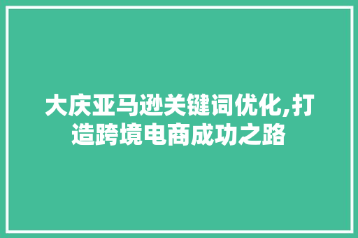 大庆亚马逊关键词优化,打造跨境电商成功之路