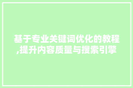 基于专业关键词优化的教程,提升内容质量与搜索引擎排名的方法 网站建设公司
