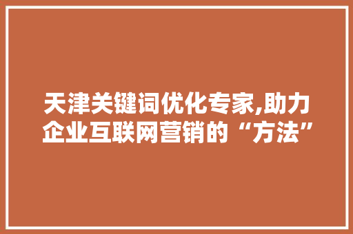 天津关键词优化专家,助力企业互联网营销的“方法” 网站建设公司