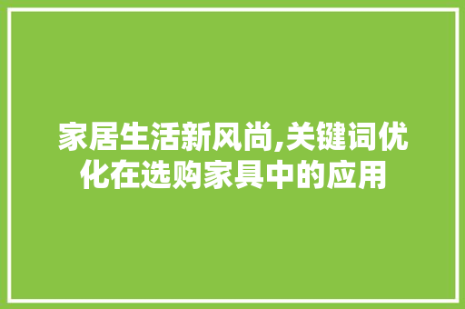 家居生活新风尚,关键词优化在选购家具中的应用