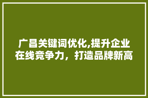 广昌关键词优化,提升企业在线竞争力，打造品牌新高度 神马SEO