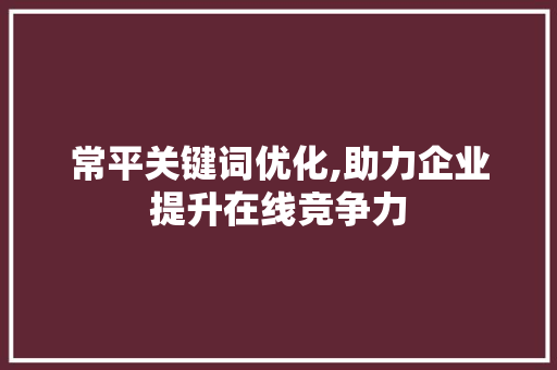 常平关键词优化,助力企业提升在线竞争力