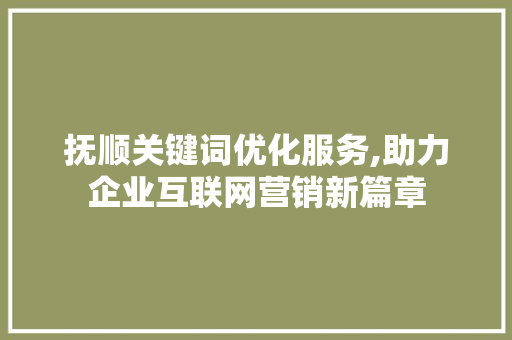 抚顺关键词优化服务,助力企业互联网营销新篇章 网站建设公司