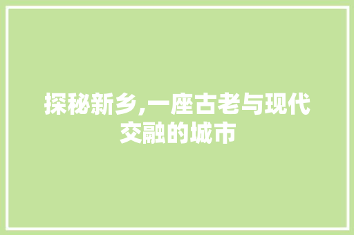 探秘新乡,一座古老与现代交融的城市 搜狗SEO