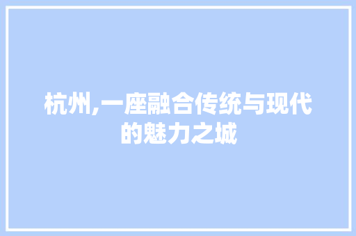 杭州,一座融合传统与现代的魅力之城 网站建设公司