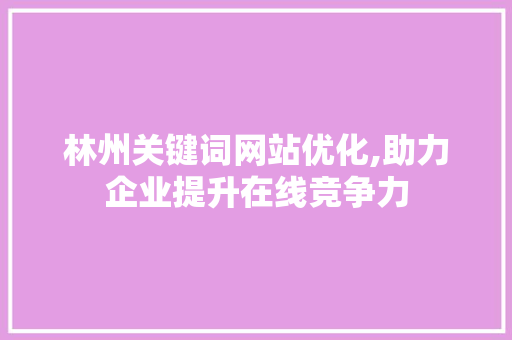 林州关键词网站优化,助力企业提升在线竞争力 网站建设公司