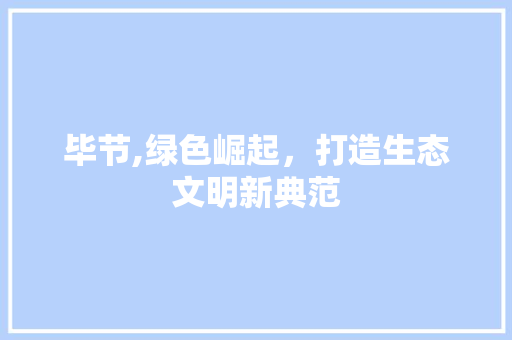 毕节,绿色崛起，打造生态文明新典范 神马SEO