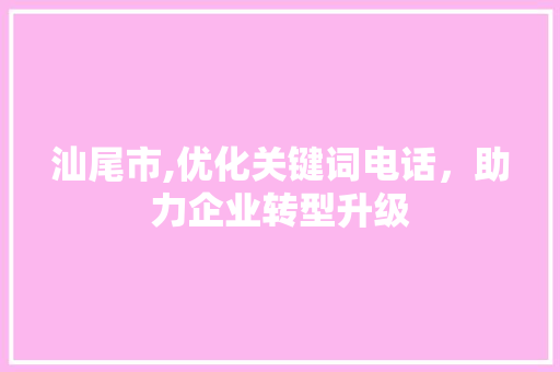 汕尾市,优化关键词电话，助力企业转型升级 神马SEO