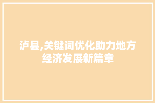 泸县,关键词优化助力地方经济发展新篇章 百度SEO
