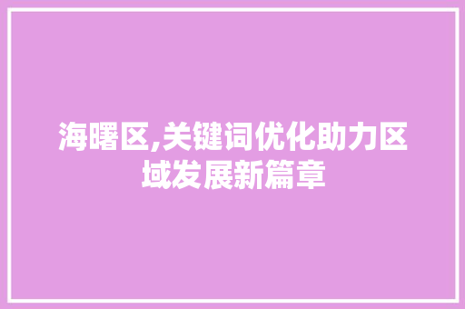 海曙区,关键词优化助力区域发展新篇章 必应SEO