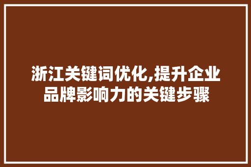 浙江关键词优化,提升企业品牌影响力的关键步骤 百度SEO