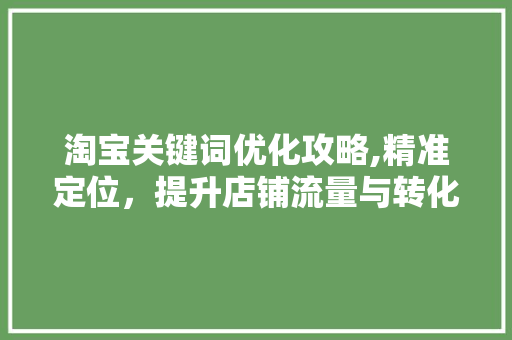 淘宝关键词优化攻略,精准定位，提升店铺流量与转化率 百度SEO
