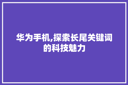 华为手机,探索长尾关键词的科技魅力