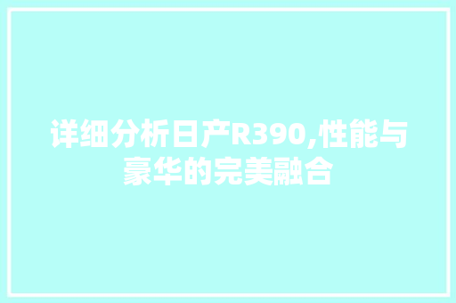 详细分析日产R390,性能与豪华的完美融合 必应SEO