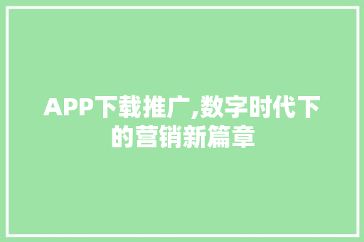 APP下载推广,数字时代下的营销新篇章 必应SEO