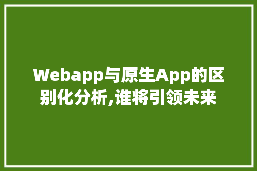 Webapp与原生App的区别化分析,谁将引领未来 网站建设公司