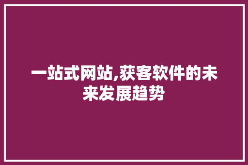一站式网站,获客软件的未来发展趋势 SEO关键词