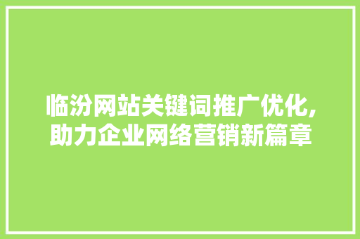 临汾网站关键词推广优化,助力企业网络营销新篇章 神马SEO
