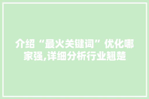 介绍“最火关键词”优化哪家强,详细分析行业翘楚 必应SEO