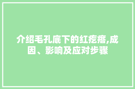 介绍毛孔底下的红疙瘩,成因、影响及应对步骤 百度SEO