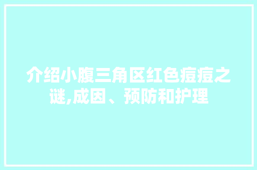 介绍小腹三角区红色痘痘之谜,成因、预防和护理