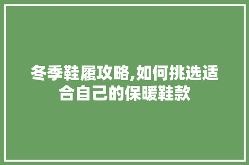 冬季鞋履攻略,如何挑选适合自己的保暖鞋款 百度SEO