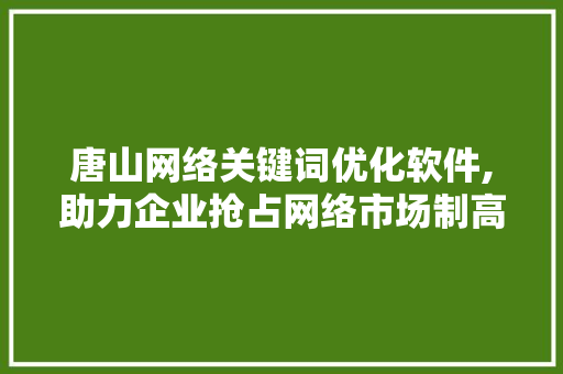 唐山网络关键词优化软件,助力企业抢占网络市场制高点 神马SEO