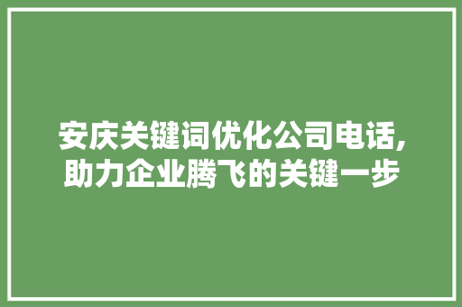 安庆关键词优化公司电话,助力企业腾飞的关键一步 网站建设公司
