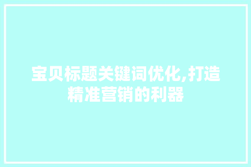 宝贝标题关键词优化,打造精准营销的利器