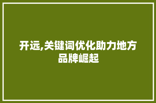 开远,关键词优化助力地方品牌崛起 网站建设公司