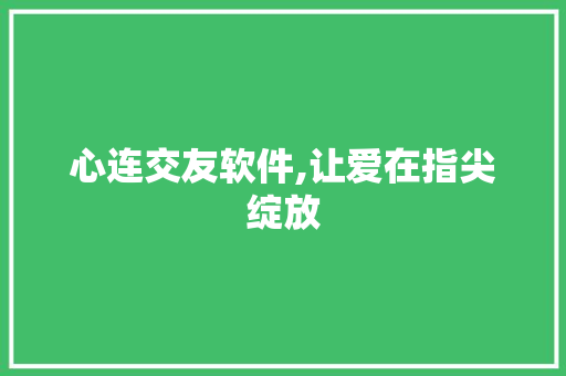 心连交友软件,让爱在指尖绽放