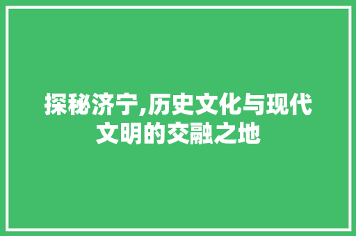 探秘济宁,历史文化与现代文明的交融之地 网站建设公司
