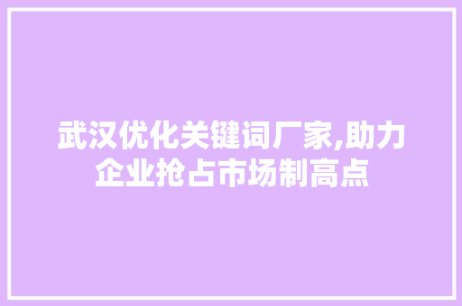 武汉优化关键词厂家,助力企业抢占市场制高点 必应SEO
