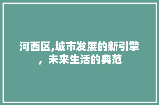 河西区,城市发展的新引擎，未来生活的典范