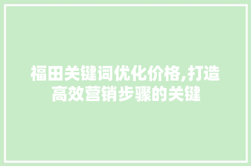 福田关键词优化价格,打造高效营销步骤的关键 必应SEO
