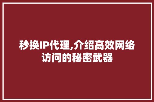 秒换IP代理,介绍高效网络访问的秘密武器 搜狗SEO