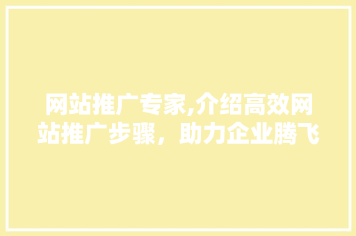 网站推广专家,介绍高效网站推广步骤，助力企业腾飞 神马SEO