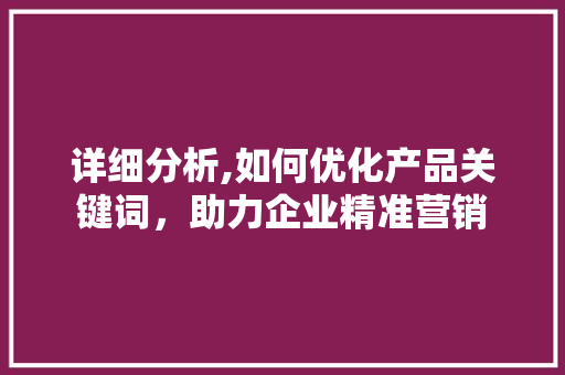详细分析,如何优化产品关键词，助力企业精准营销 SEO关键词