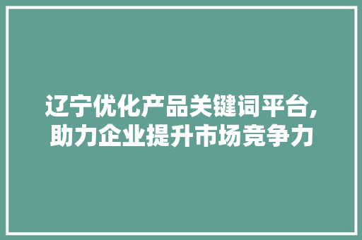 辽宁优化产品关键词平台,助力企业提升市场竞争力 搜狗SEO